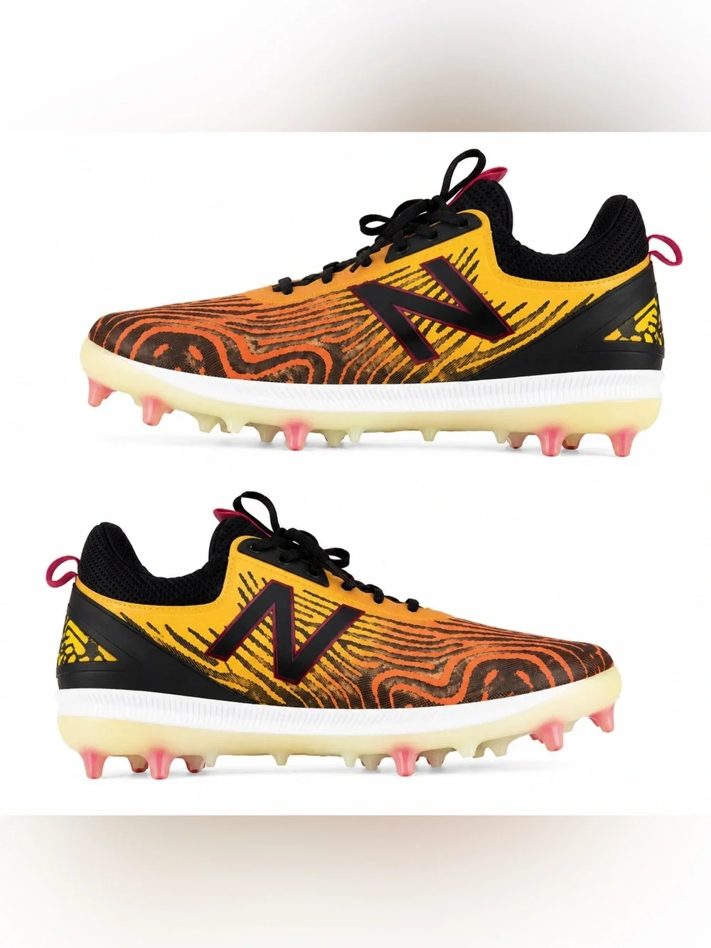 New Balance Yellow & Orange Patterned Soccer Cleats 9.5 - Picture 1 of 7